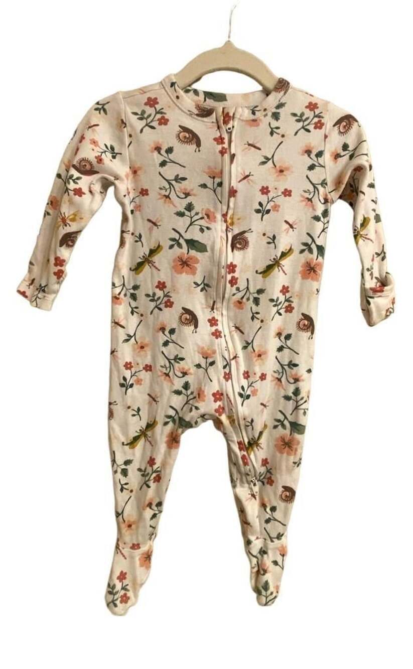 Old Navy Floral Print 2-Way Zipper Footed Sleeper 6-9 M